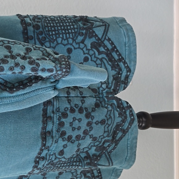 Daily Practice Anthropologie Blaine Embroidered Hoodie Mini Dress Green MEDIUM - Picture 7 of 14